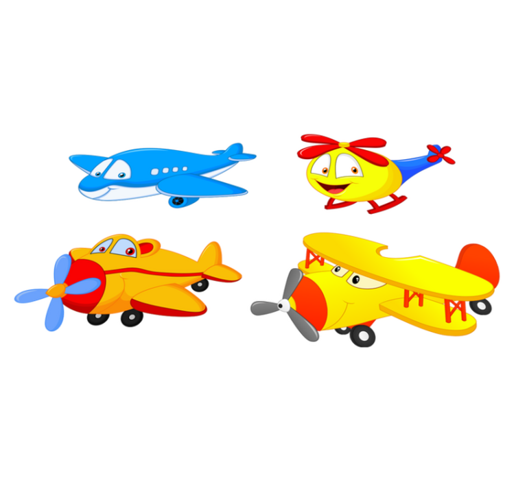 Vinyl teppich kinderzimmer mit flugzeugen und hubschraubern - TenStickers