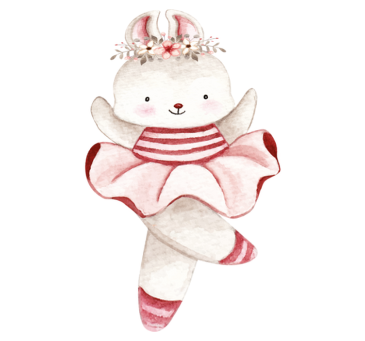 Vinyl teppich kinderzimmer ballerina hase in rosen - TenStickers
