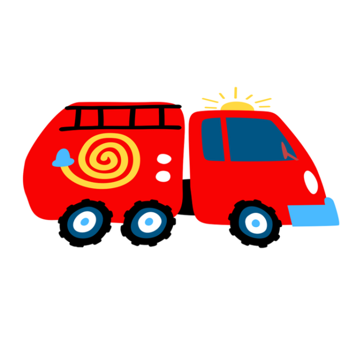 Vinyl teppich kinderzimmer mit verspieltem roten fahrzeug - TenStickers