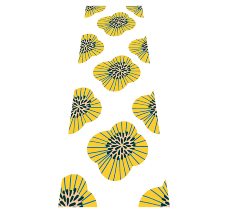 Vinyl teppich bad mit großem blauen und gelben blumenmuster - TenStickers