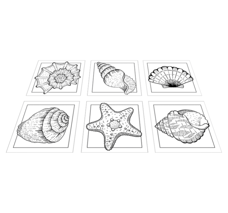 Vinyl teppich bad mit meeresleben und muscheln - TenStickers