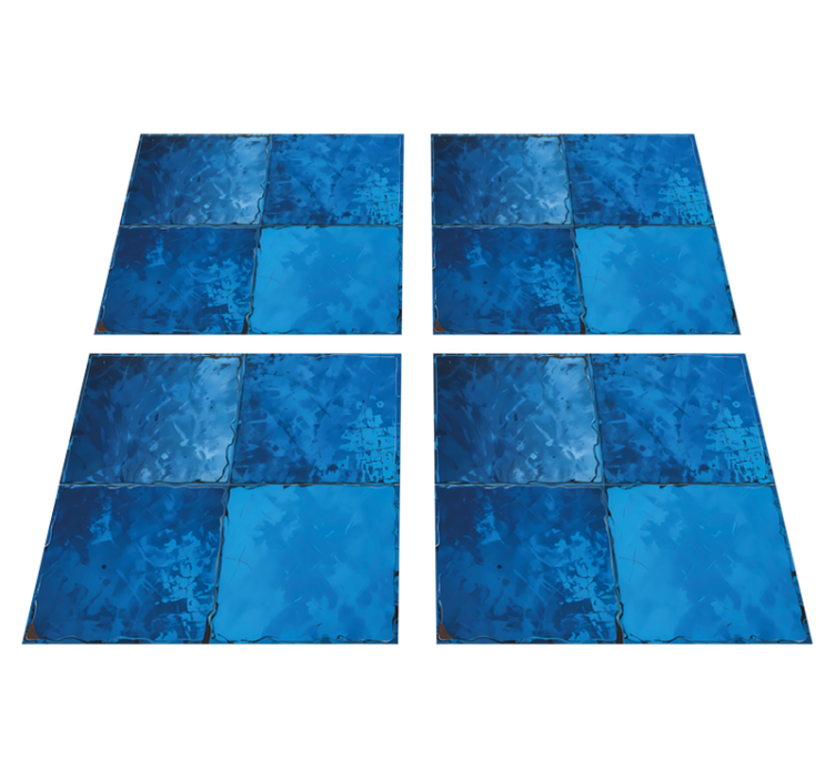 Vinyl teppich bad in marineblauem quadratmotiv - TenStickers