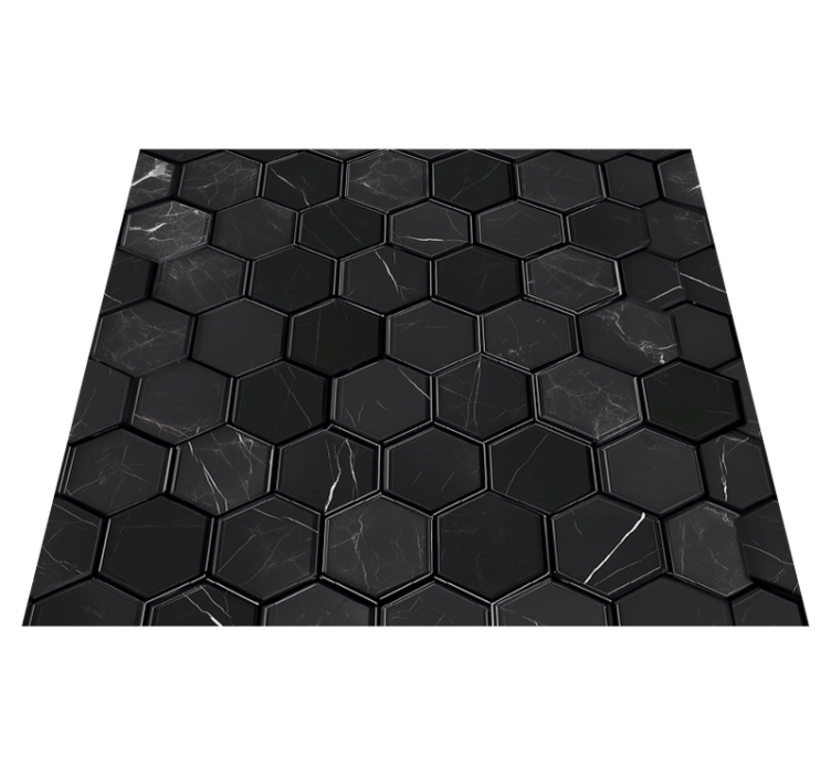 Vinyl teppich bad hexagon schwarz - TenStickers