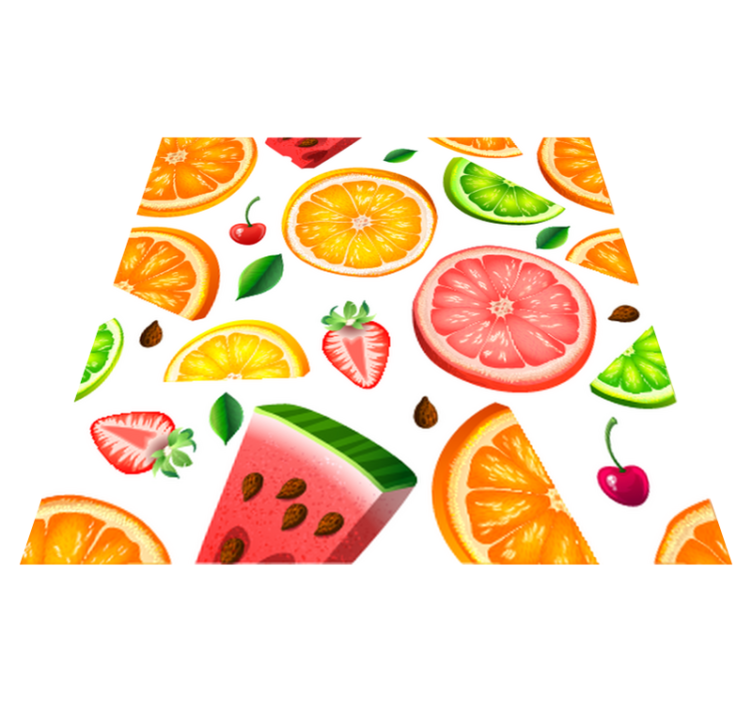 Vinyl teppich küche mit obstbordüre - TenStickers