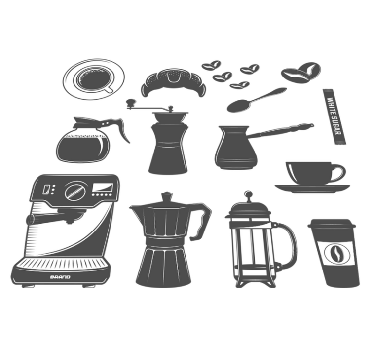 Vinyl teppich küche kaffeemenü set - TenStickers