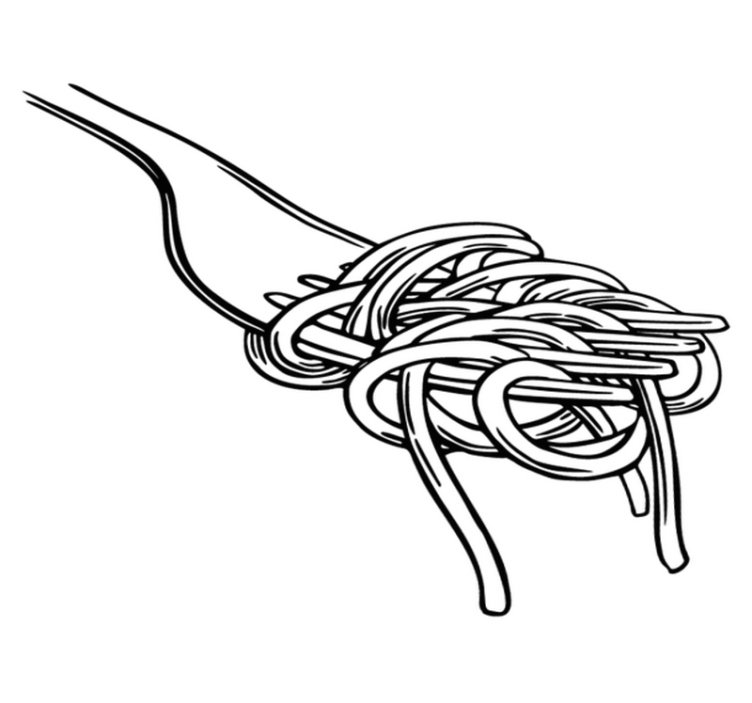 Vinyl teppich küche im spaghetti-gabel-design - TenStickers