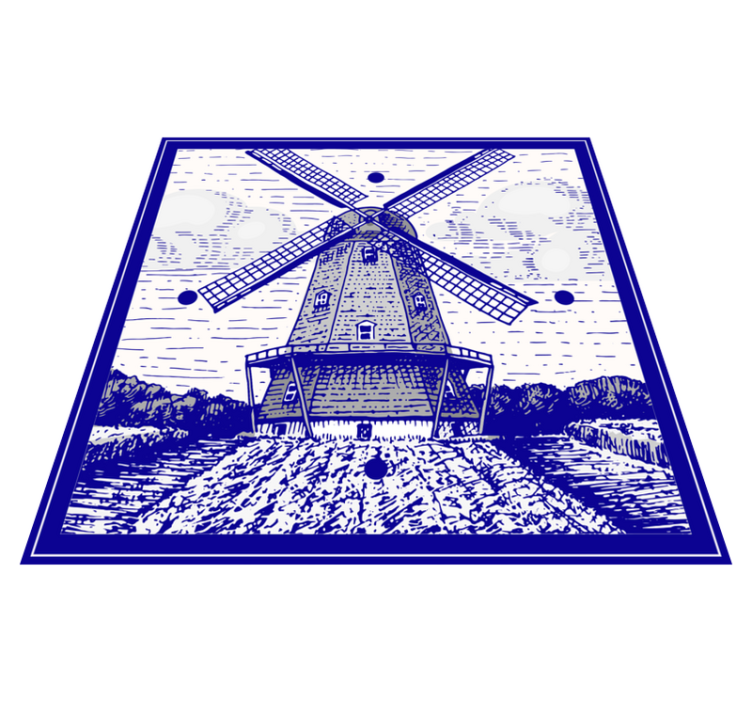 Vinyl teppich küche im delfter blau - TenStickers