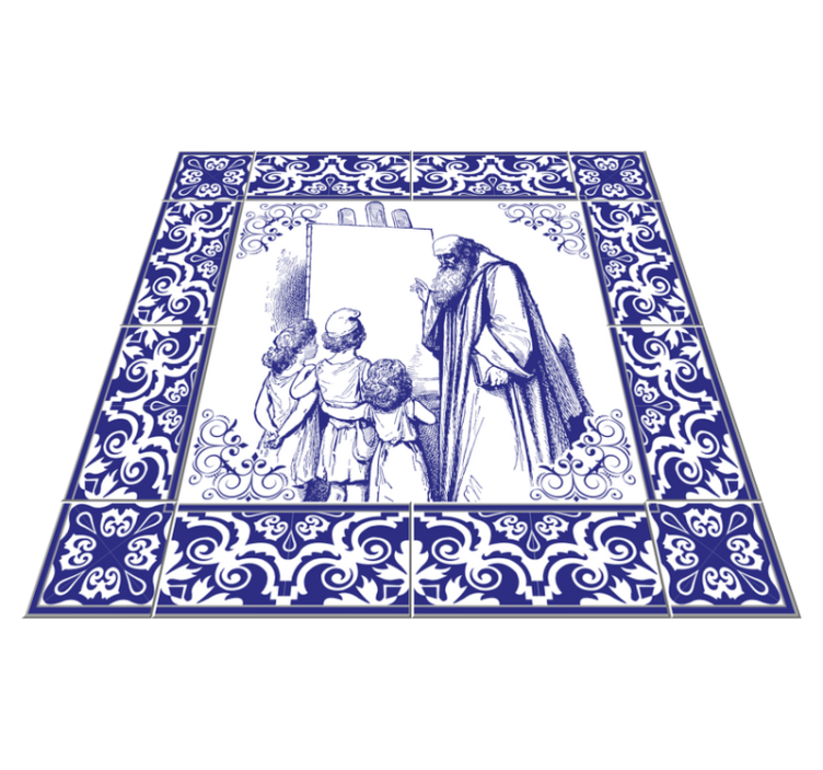 Vinyl teppich küche blaues delfter motiv - TenStickers