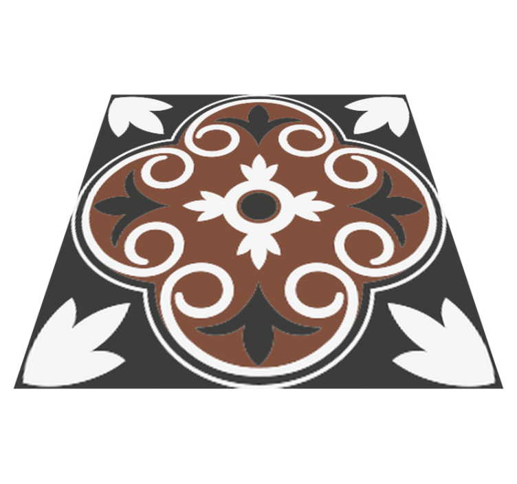 Vinyl teppich küche mit grau-braunem vintage-muster - TenStickers