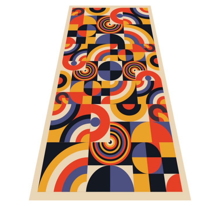 Vinyl teppich küche mit bunten bauhaus kreisen - TenStickers