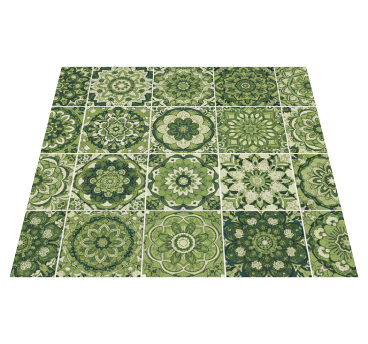 Vinyl teppich küche moosgrün kaleidoskopeffekt - TenStickers