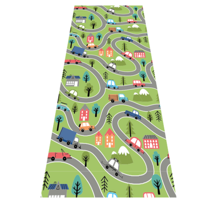 Vinyl teppich schlafzimmer bunte straße mit rennwagen - TenStickers