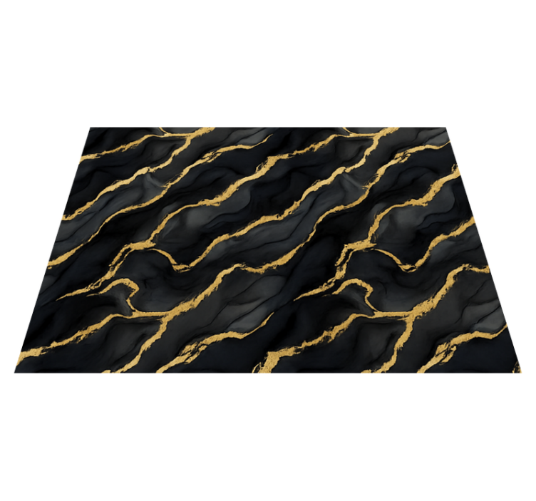 Vinyl teppich schlafzimmer in schwarz-marmor mit goldmuster - TenStickers