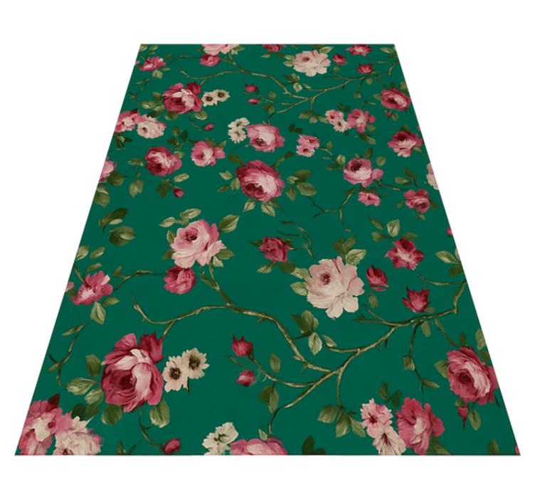 Vinyl teppich schlafzimmer mit gemaltem blumenmuster - TenStickers
