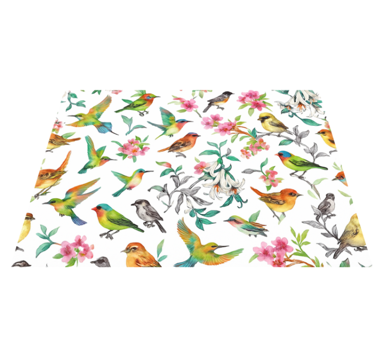 Vinyl teppich schlafzimmer bunte natur mit vögeln - TenStickers