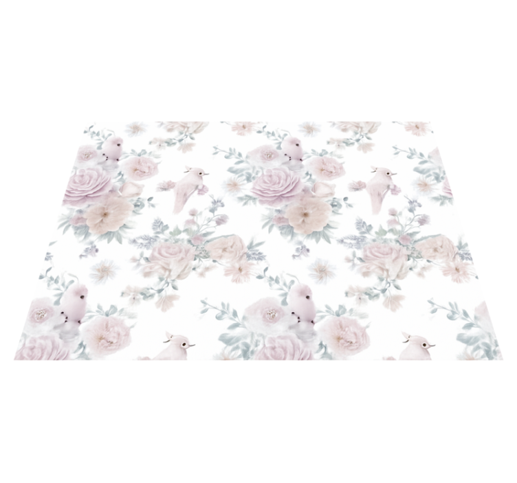 Vinyl teppich schlafzimmer grau elegantes blumendesign - TenStickers