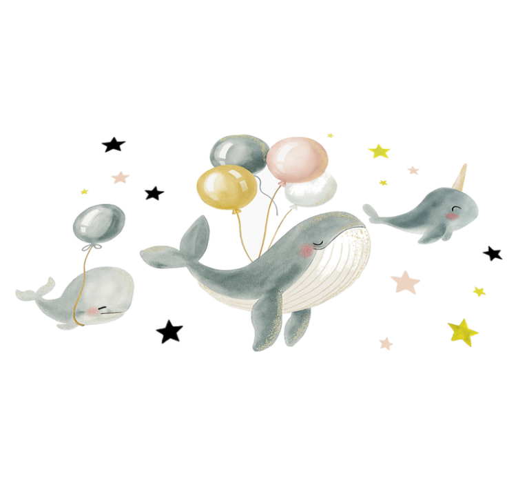Vinyl teppich schlafzimmer mit fröhlichen walen und ballons - TenStickers
