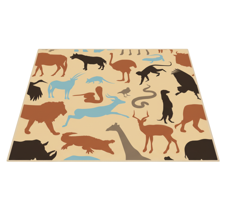 Vinyl teppich schlafzimmer silhouetten von safari tieren - TenStickers