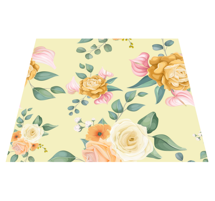 Vinyl teppich schlafzimmer gelbe rosen vintage stil - TenStickers