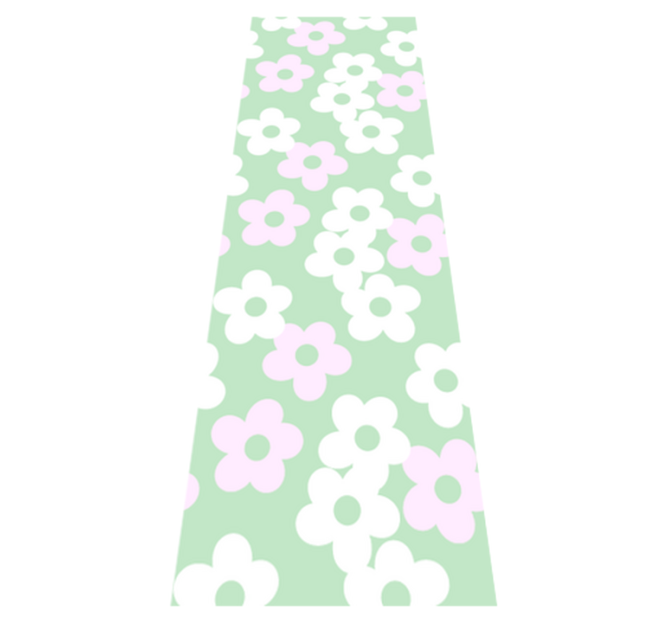 Vinyl teppich schlafzimmer grün mit weißen und rosa blumen - TenStickers