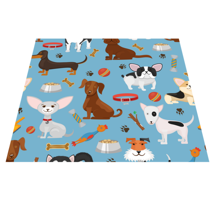Vinyl teppich schlafzimmer mit hunde-muster auf blau - TenStickers