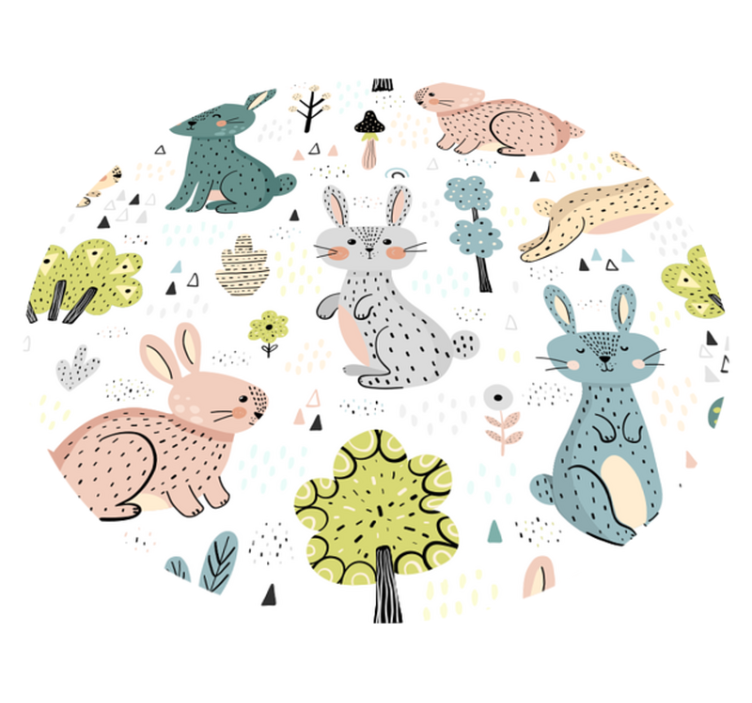 Vinylteppich Kaninchen und Hasen - TenStickers