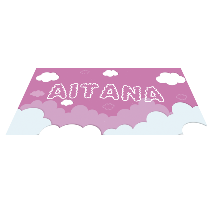 Vinyl Teppich Baby wolkiger Himmel mit Namen Pink - TenStickers