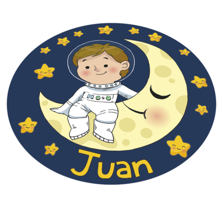Junge astronaut mit namen kinder vinyl teppich - TenStickers