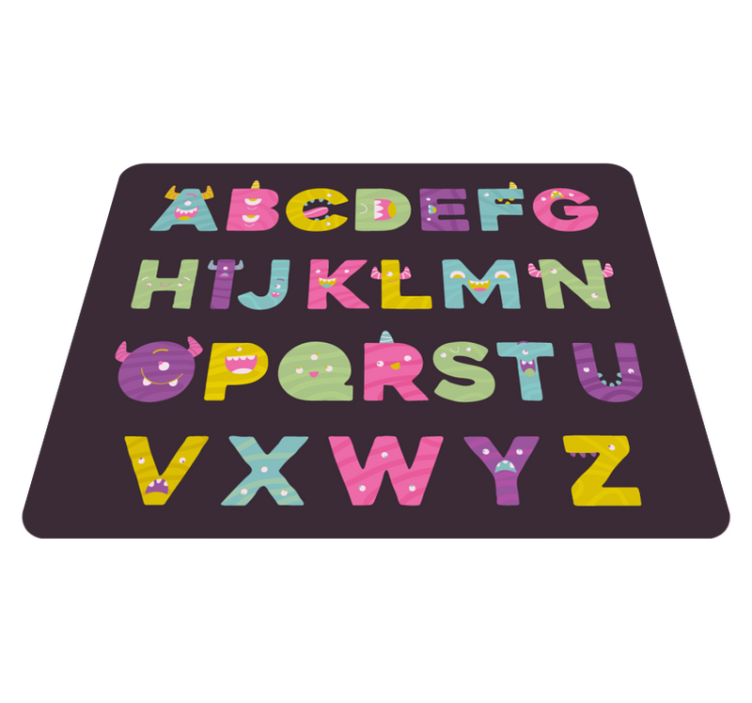 Vinyl Teppich Schlafzimmer buntes Alphabetdesign Schwarz - TenStickers