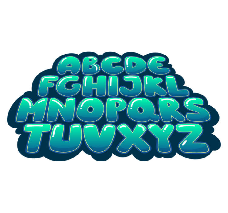 Vinyl Teppich Buchstaben türkises Alphabetdesign - TenStickers