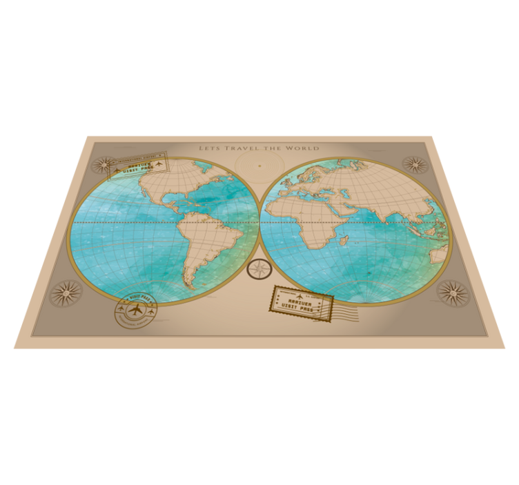 Vinyl teppich weltkarte als wanddekoration - TenStickers