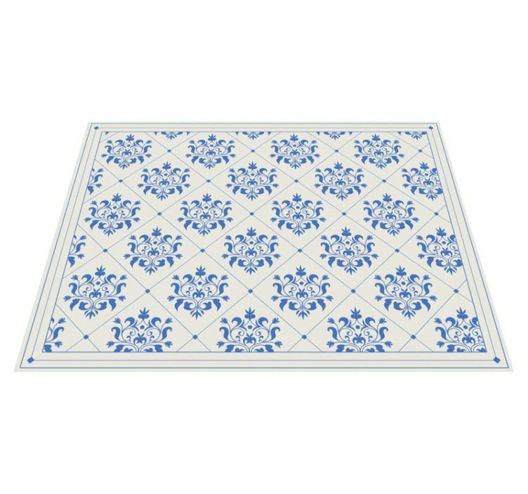 Vinyl teppich fliesenoptik ornamental blau - TenStickers