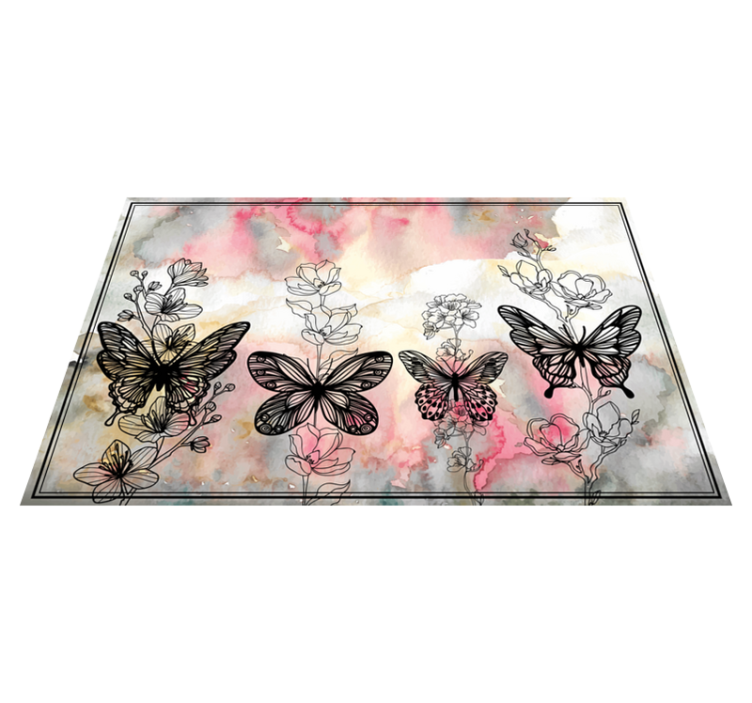 Vinyl Teppich Blumen schmetterling blumenmuster - TenStickers