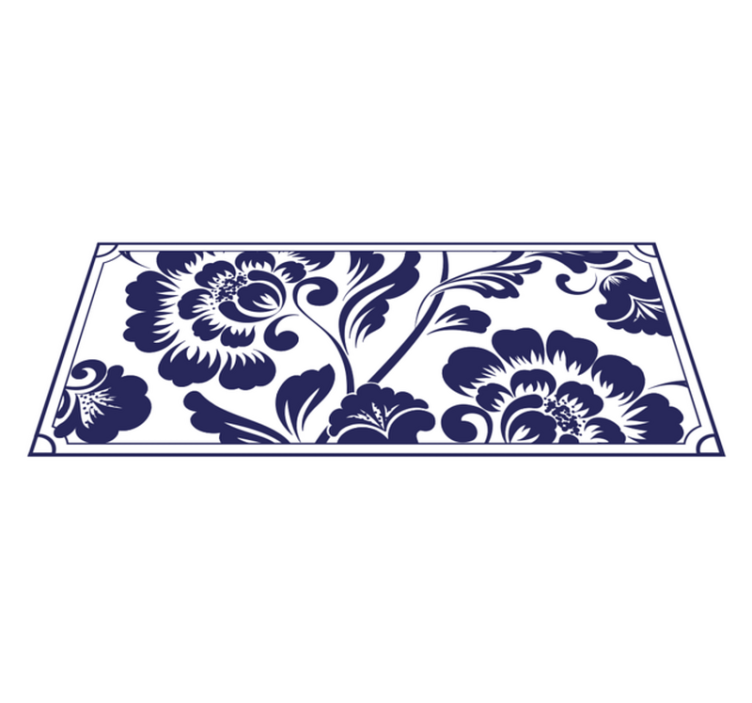 Vinyl Teppich Blumen marineblaues blumenmuster - TenStickers