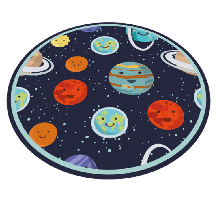 Vinyl Teppich für Kinder smiling Planets Circle - TenStickers