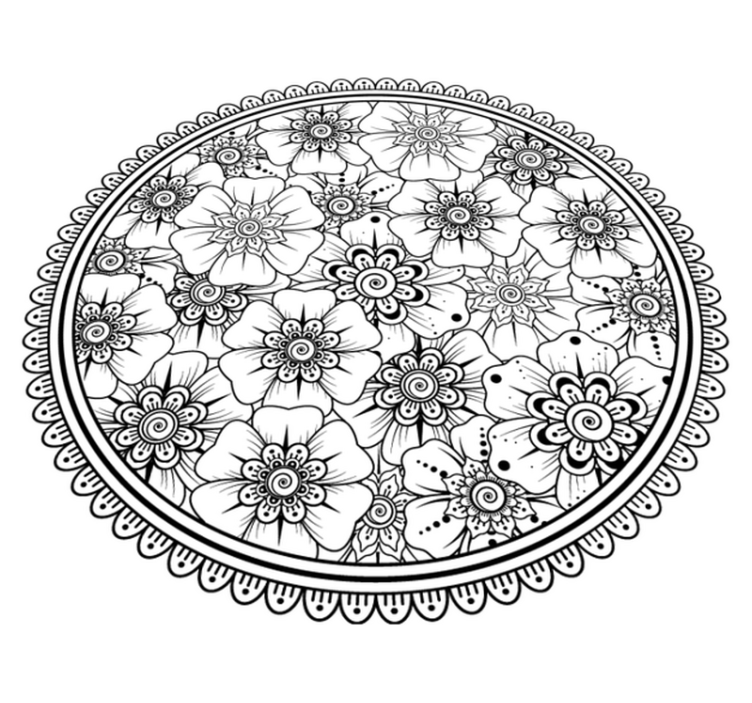 Vinyl teppich mandala mit floralem muster - TenStickers