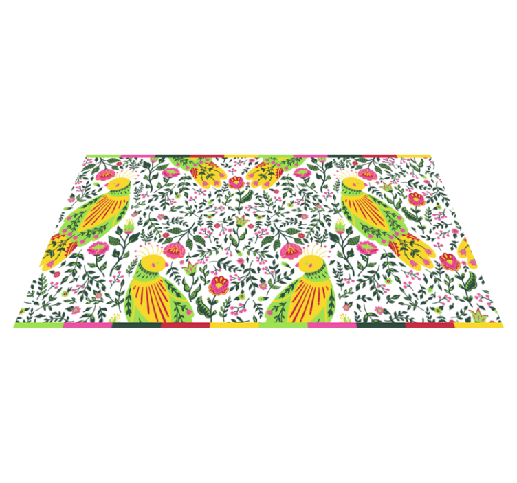 Vinyl Teppich Blumen blumenmuster mit papagei - TenStickers