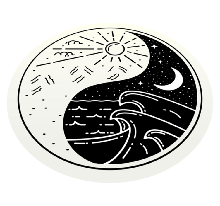 Vinyl Teppich nordisch yin-yang-ozean - TenStickers