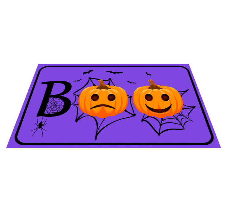 Vinyl Teppich Halloween kürbis spinnennetz boo - TenStickers