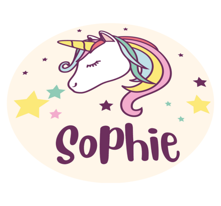 Vinyl teppich mit namen einhorn illustration nach wunsch - TenStickers