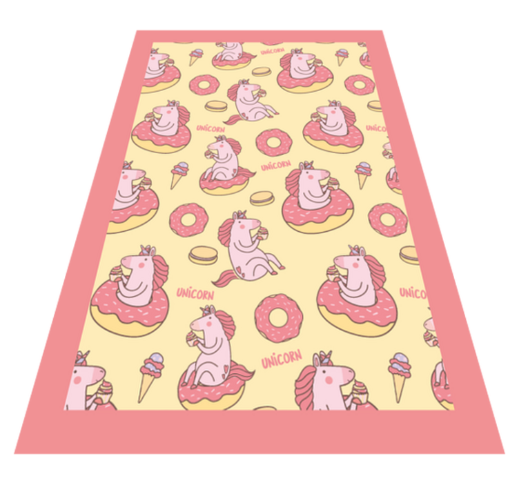 Vinyl Teppich Kinder einhorn donut muster - TenStickers