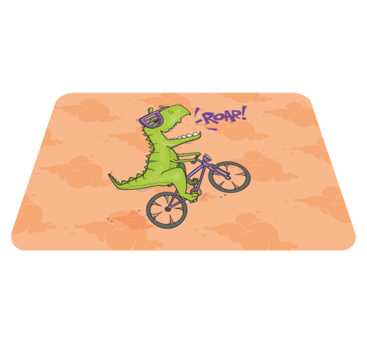 Vinyl Teppich Kinder radfahren dinosaurier brüllen - TenStickers