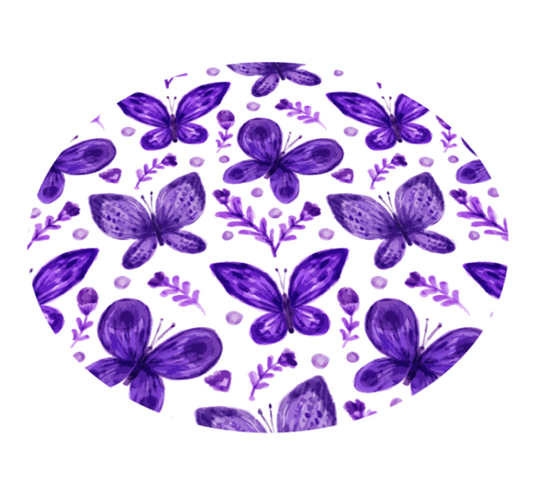 Vinyl Teppich Blumen schmetterling kreis muster - TenStickers