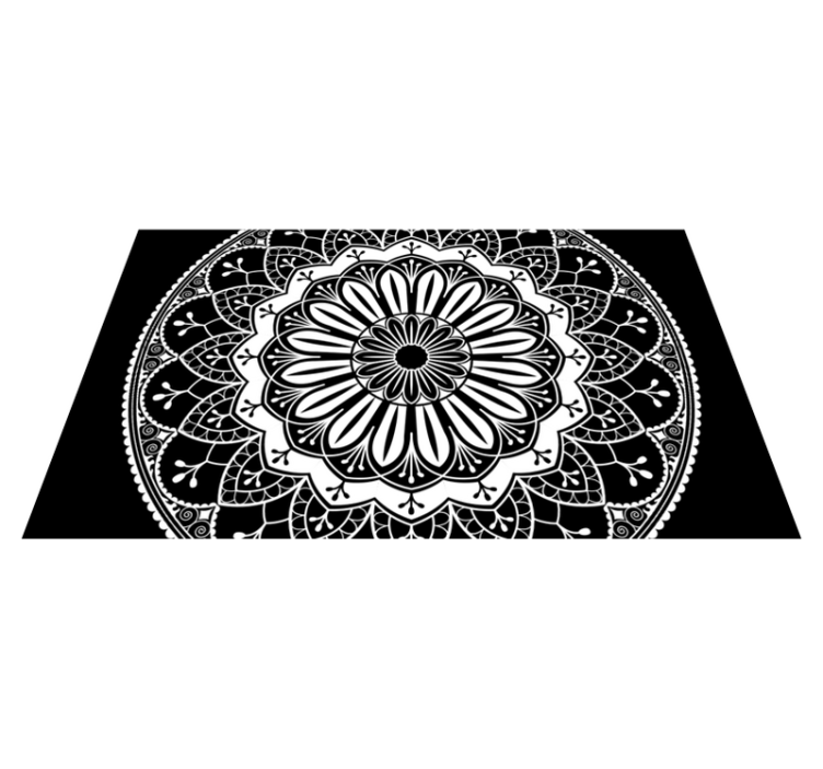 Vinyl Teppich Mandala schwarzes botanisches motiv - TenStickers