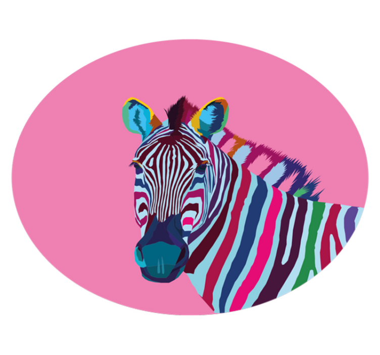 Vinyl Teppich Tiere buntes zebraporträt - TenStickers