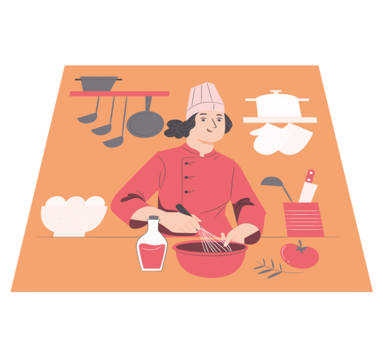 Vinyl teppich küche chefkoch-illustration - TenStickers