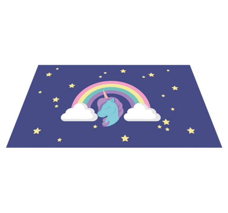 Vinyl Teppich Kinder einhorn regenbogen grafik - TenStickers