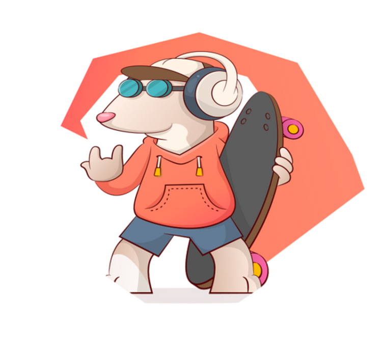 Vinylteppich kindlich skater maus abbildung - TenStickers