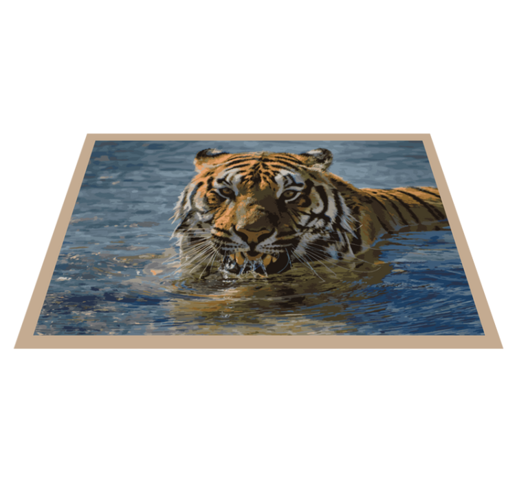 Vinyl Teppich Tiere tiger im wasser - TenStickers