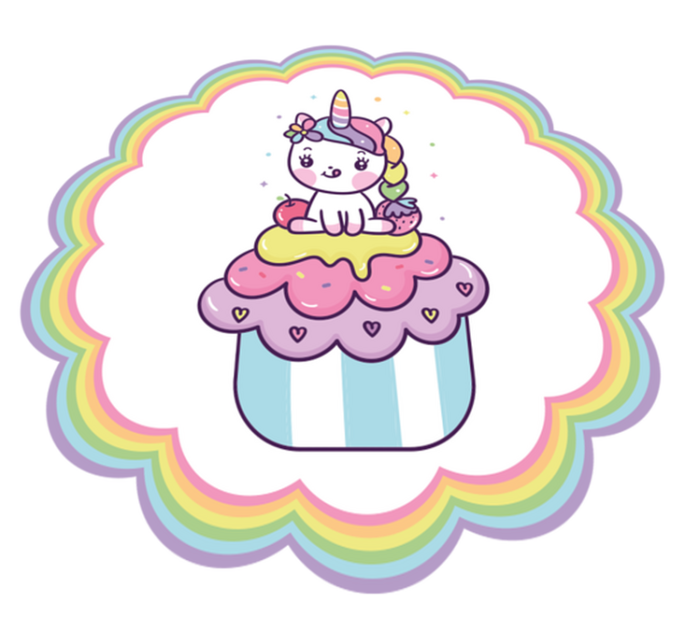 Vinyl Teppich Kinderzimmer einhorn in einem cupcake - TenStickers